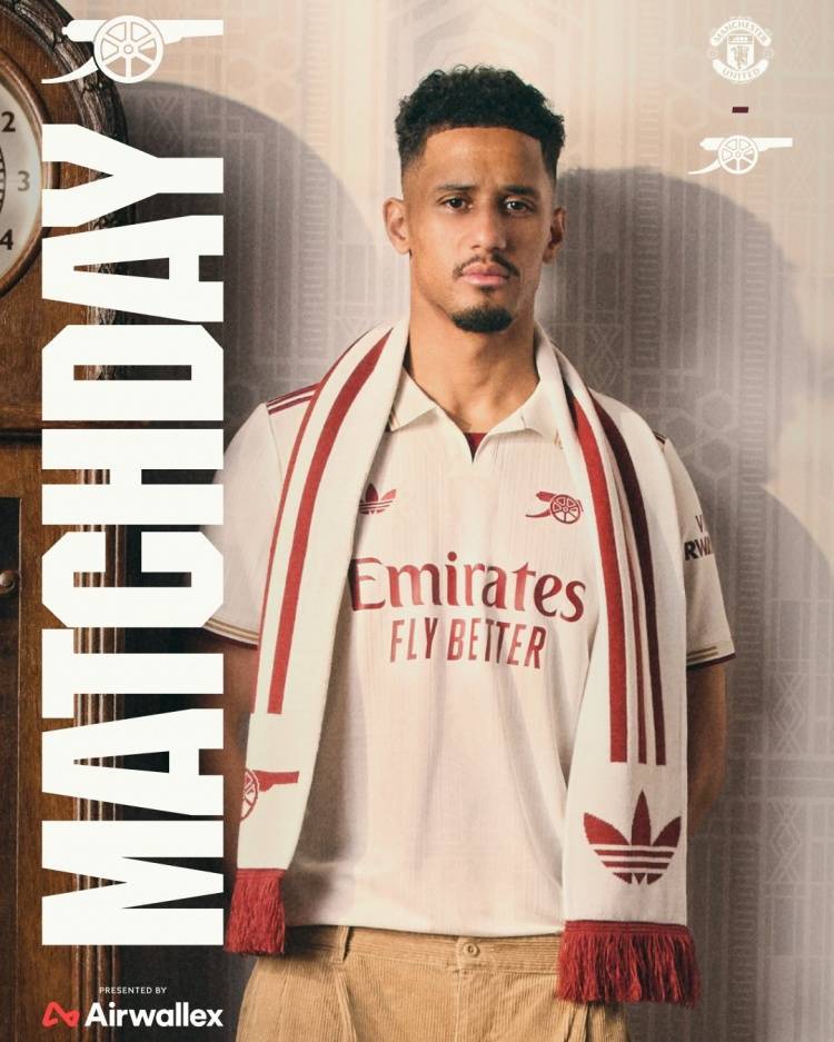 枪魔大战！阿森纳社媒发布客战曼联海报：萨利巴单人出镜